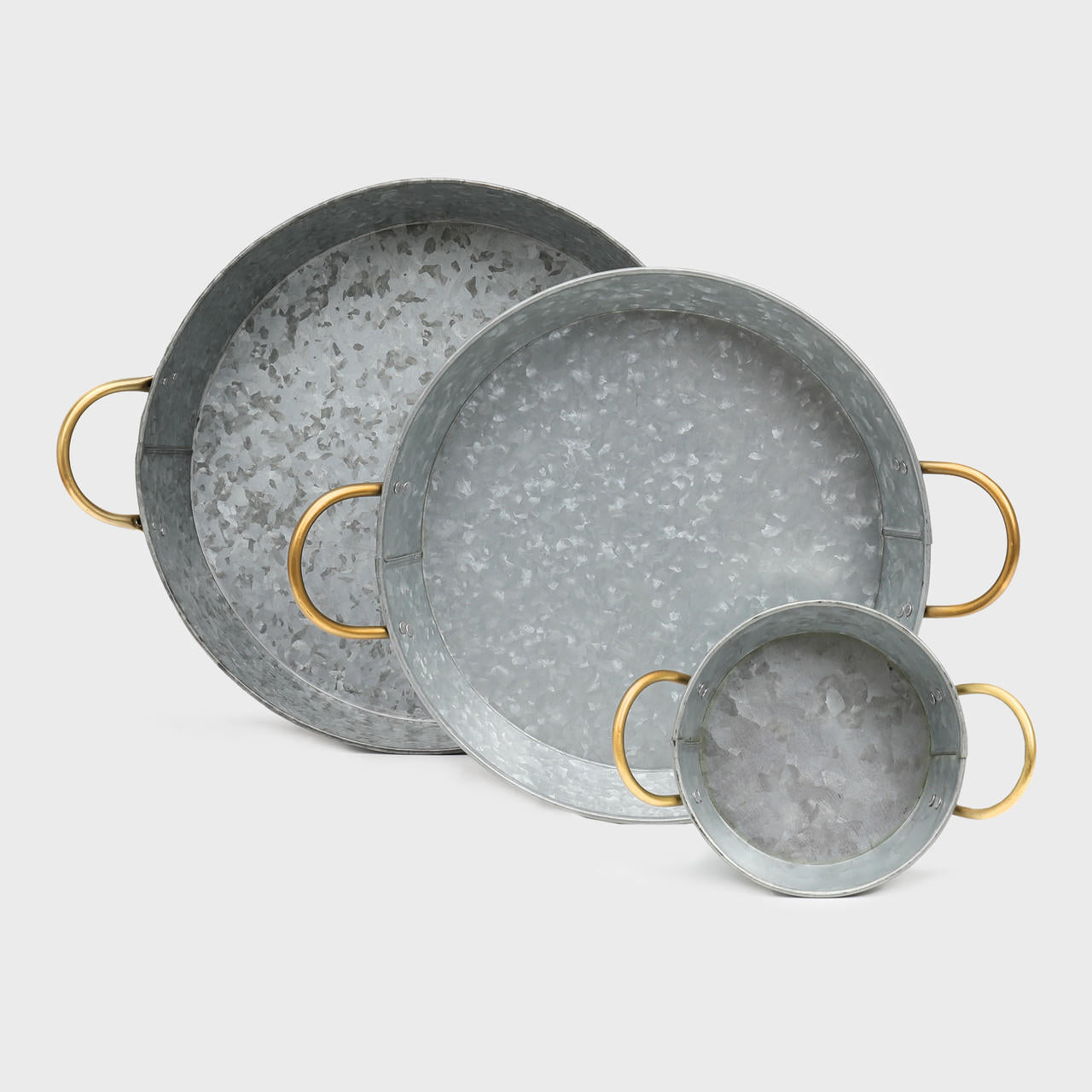 Metal serving bowl with handles.