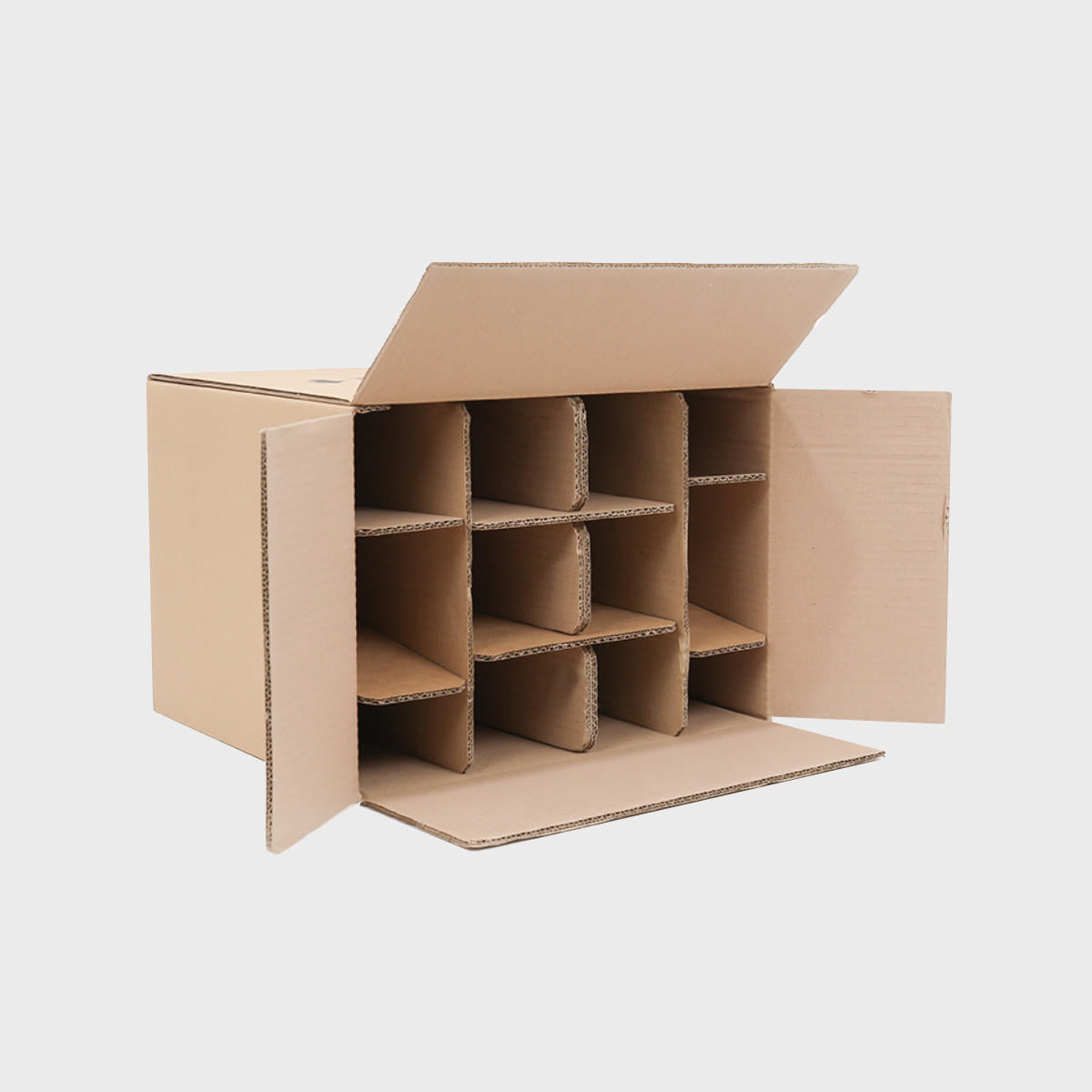 12 bottle budget shipping box from thick, impact-resistant inner for bottle security.