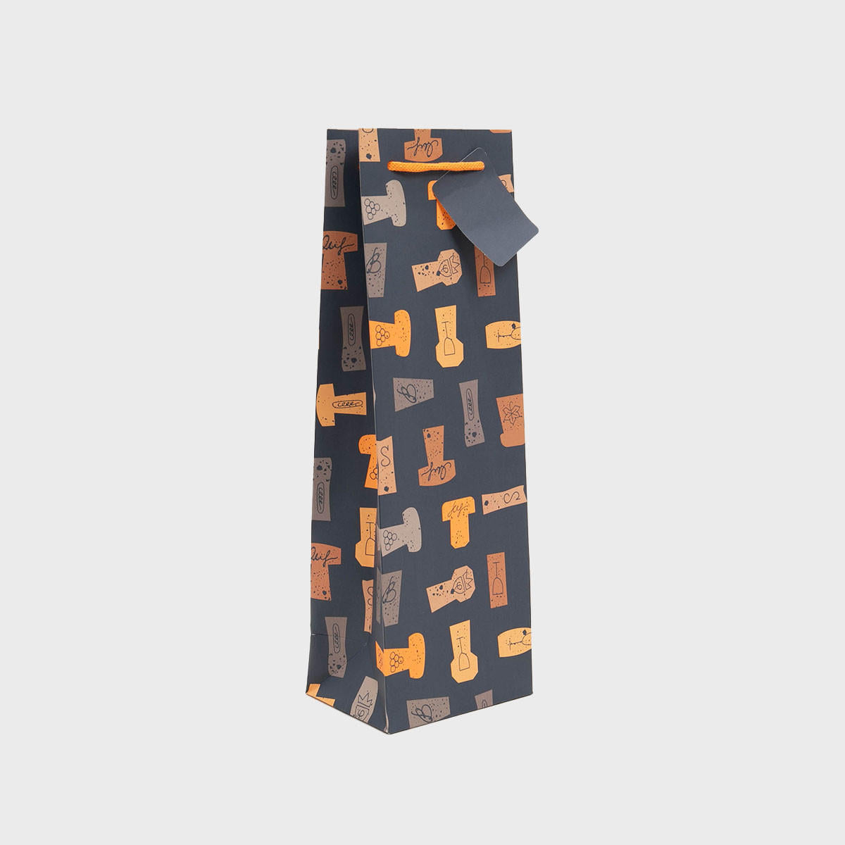 1 bottle cork gift bag featuring a patterned finish and heavy-duty handles.