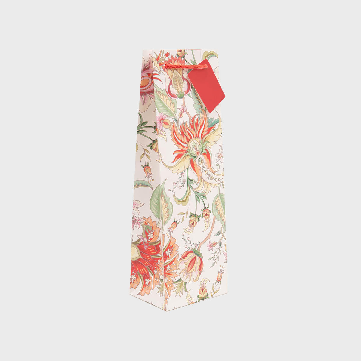 1 bottle vintage blooms gift bag featuring a patterned finish and heavy-duty handles.