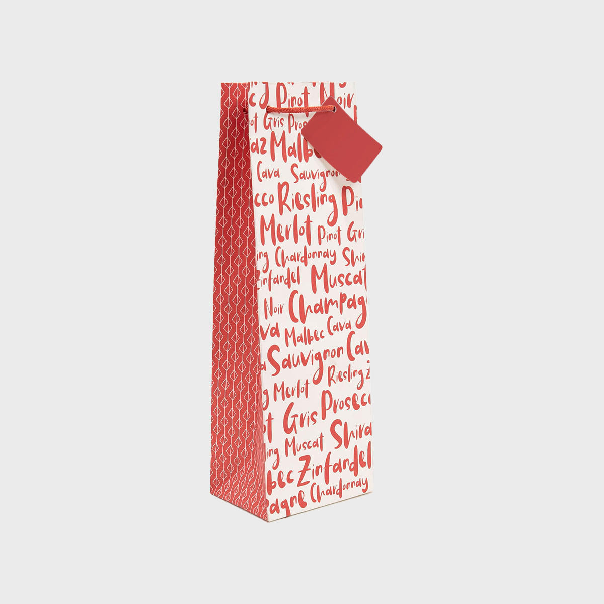 1 bottle name the wine gift bag featuring a patterned finish and heavy-duty handles.
