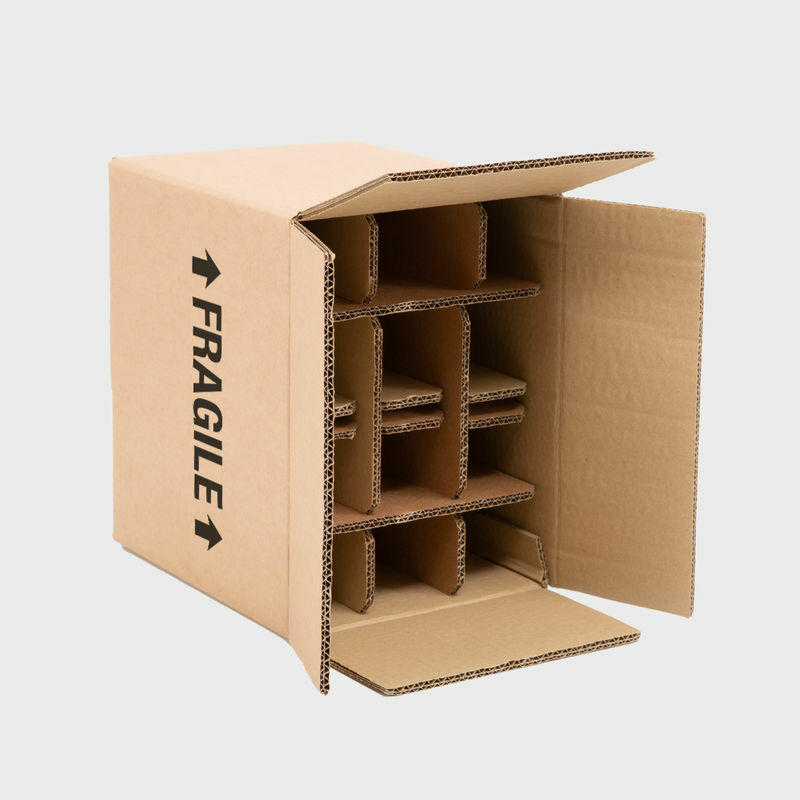 12 bottle 330 or 500ml beer or half wine budget shipping box from thick, impact-resistant inner for bottle security.