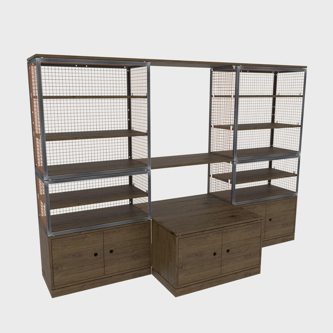 BRIX dark wood deep dresser 2400mm featuring a heavy-duty modular geometric profile layout.