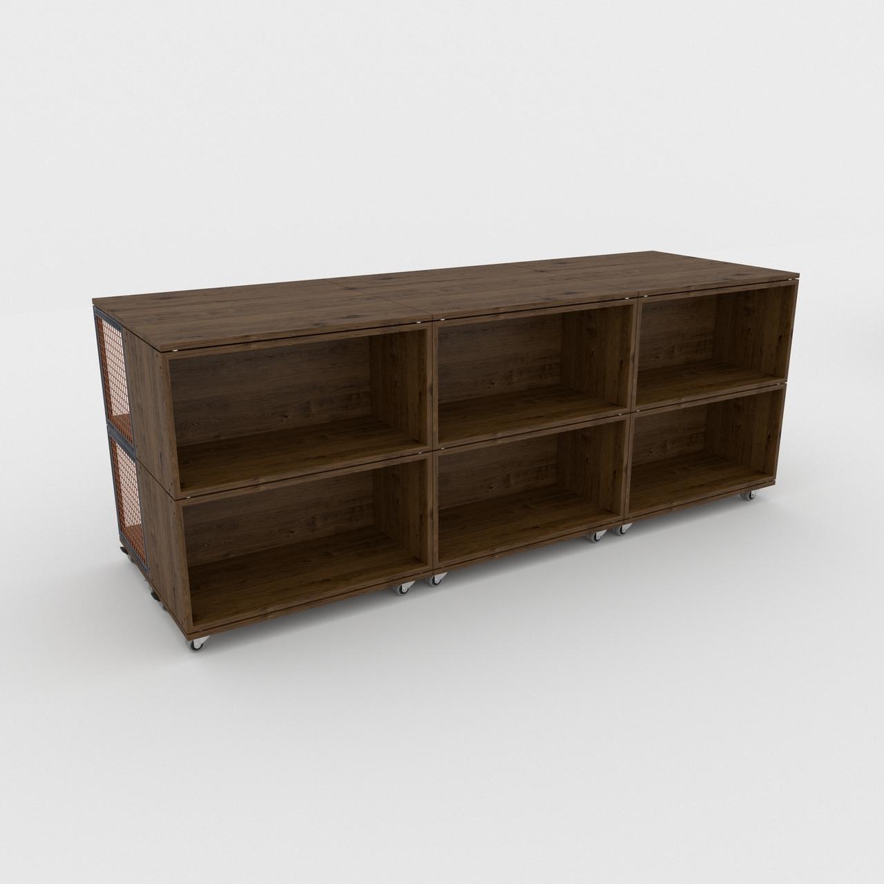 BRIX dark wood deep counter 2400mm featuring a heavy-duty modular geometric profile layout.