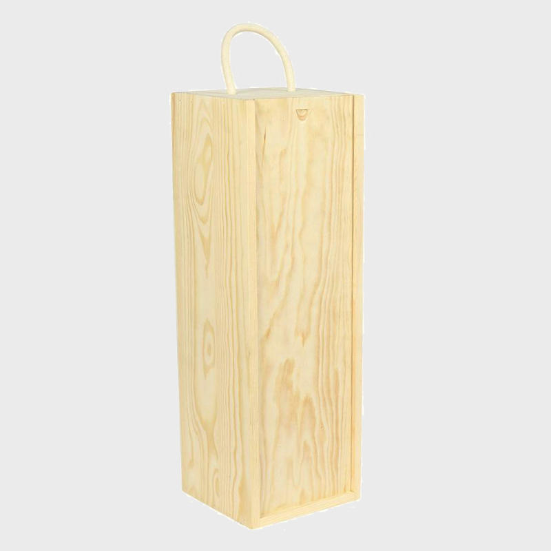 1 Magnum bottle wooden box with sliding lid with premium natural wood grain and secure hardware closures.