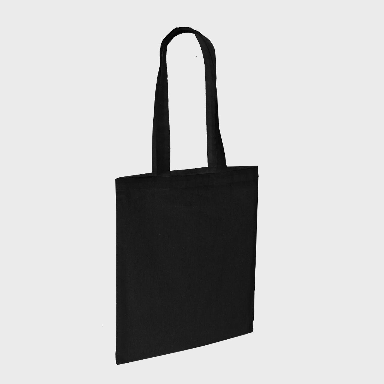 Black 5oz recycled cotton bag.