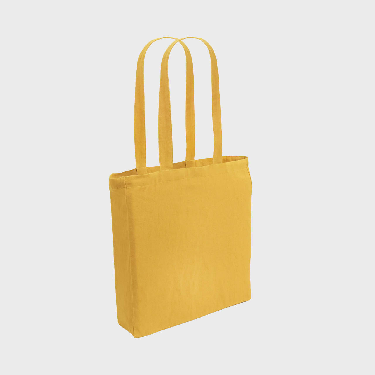 Mustard 8oz recycled canvas bag with gusset and pocket.