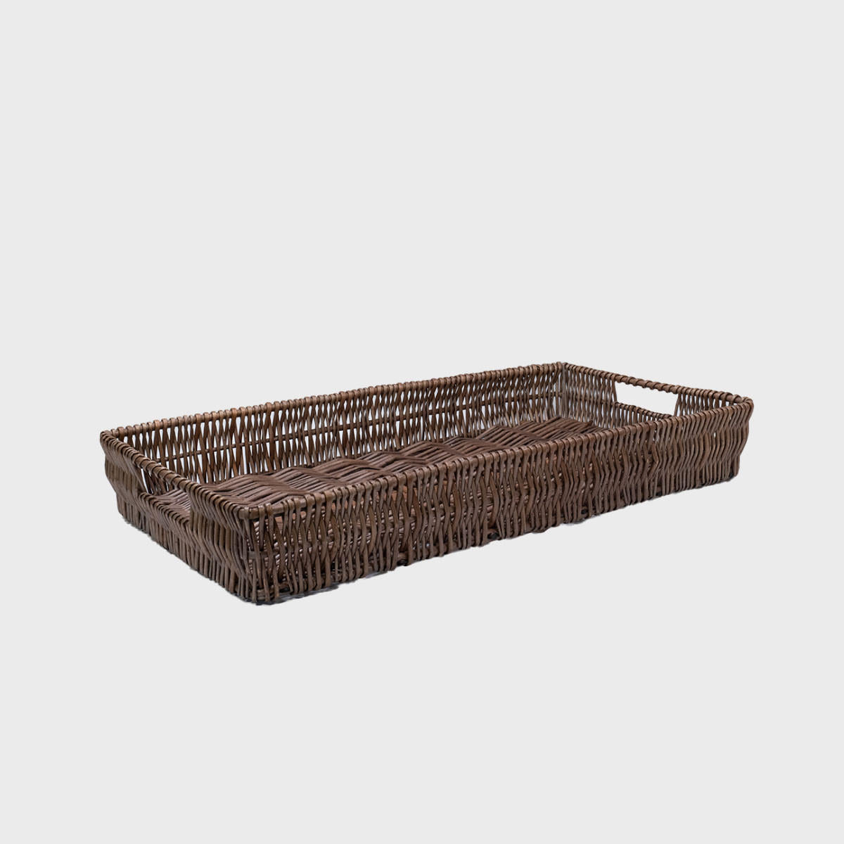Burbage extra large pewter brown wicker basket 100mm high hand-woven from natural split-wicker.