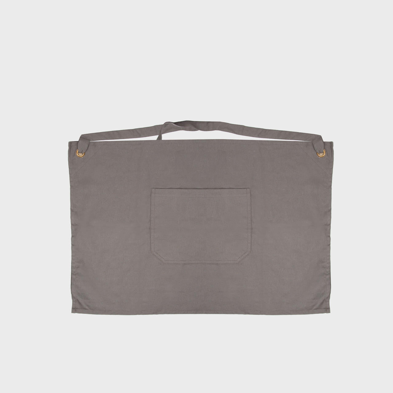 8oz grey recycled cotton waist apron tailored from heavy canvas with reinforcing seams.