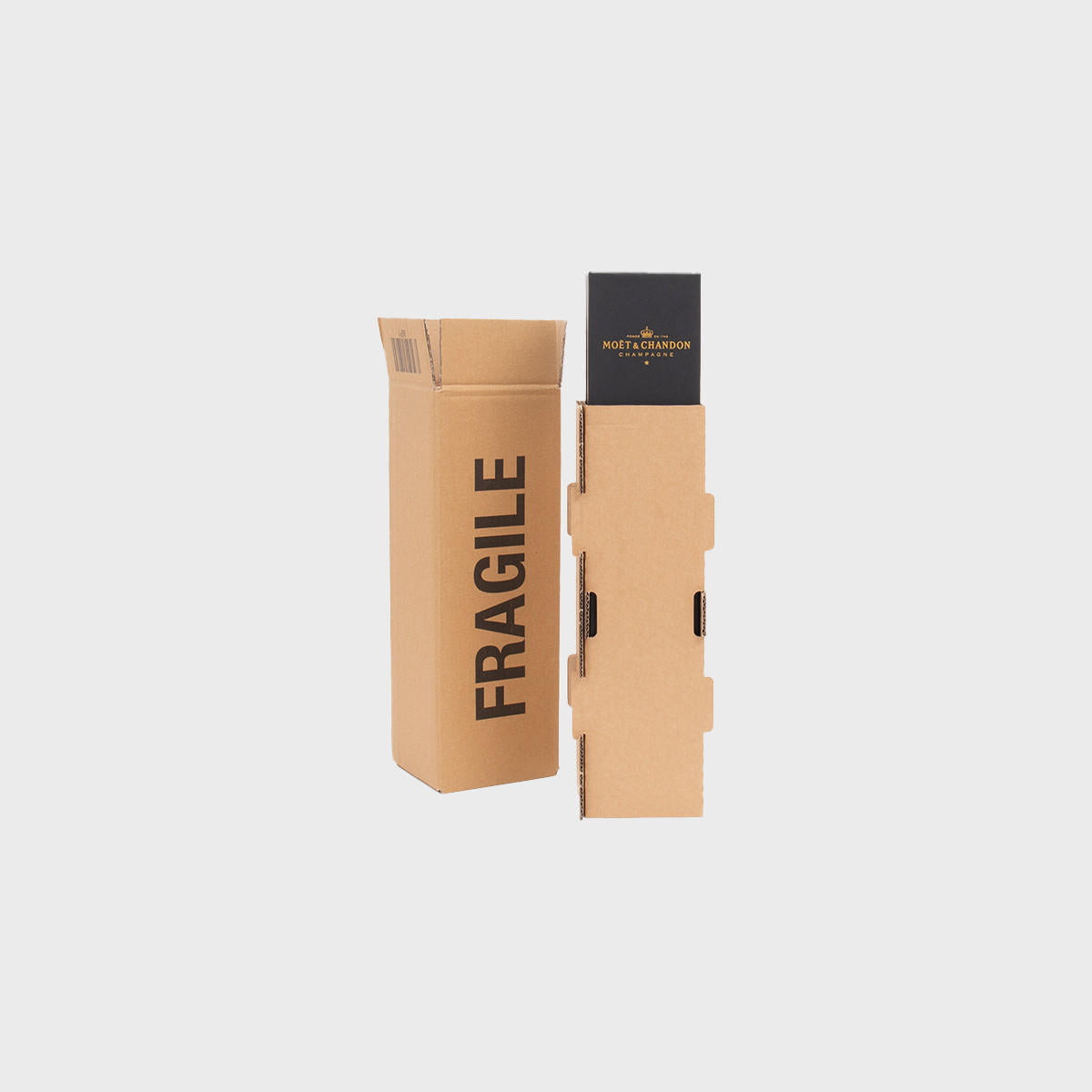 1 bottle gift box Mailsafe shipping box from thick, impact-resistant inner for bottle security.