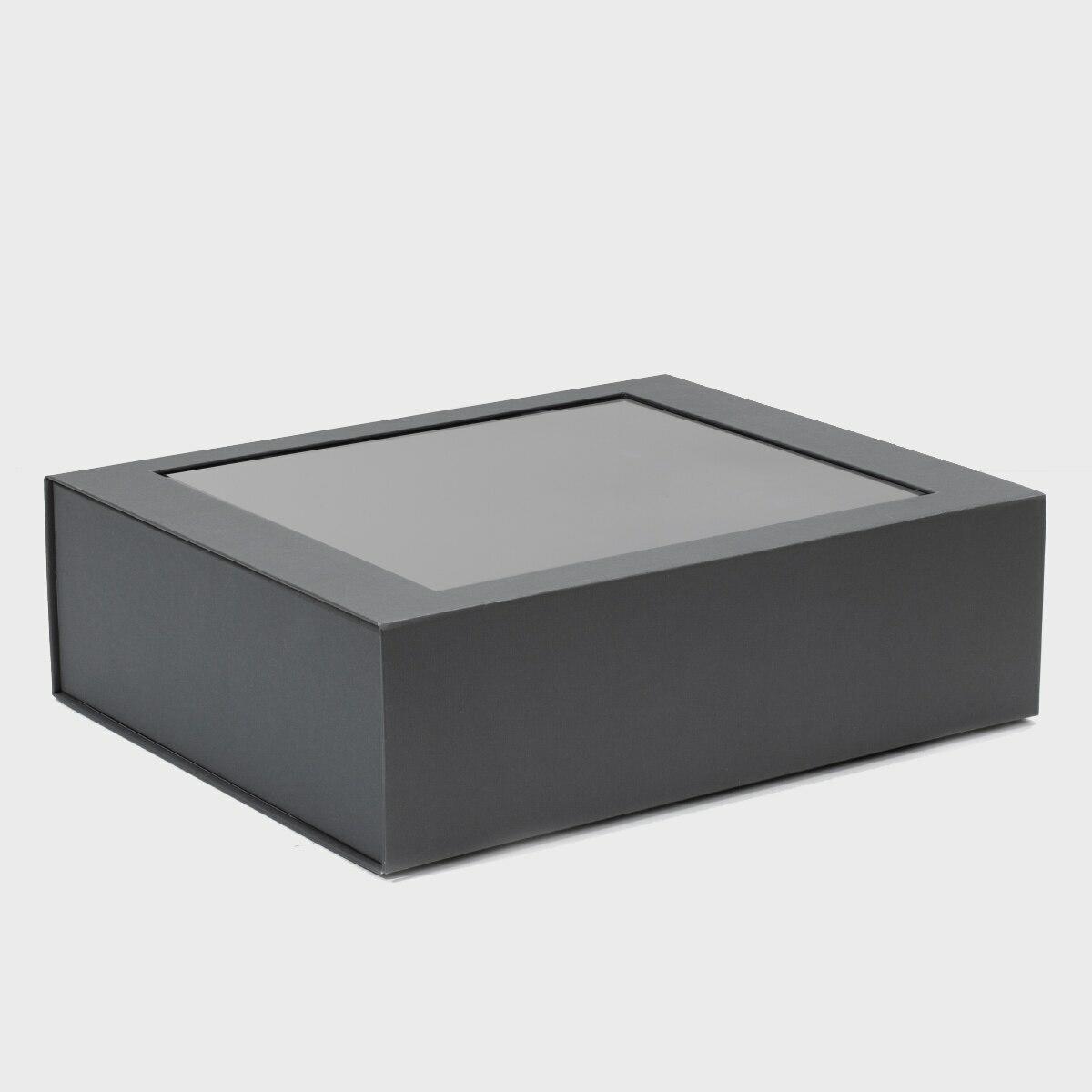 3 bottle charcoal magnetic folding gift box from high-density rigid paperboard.