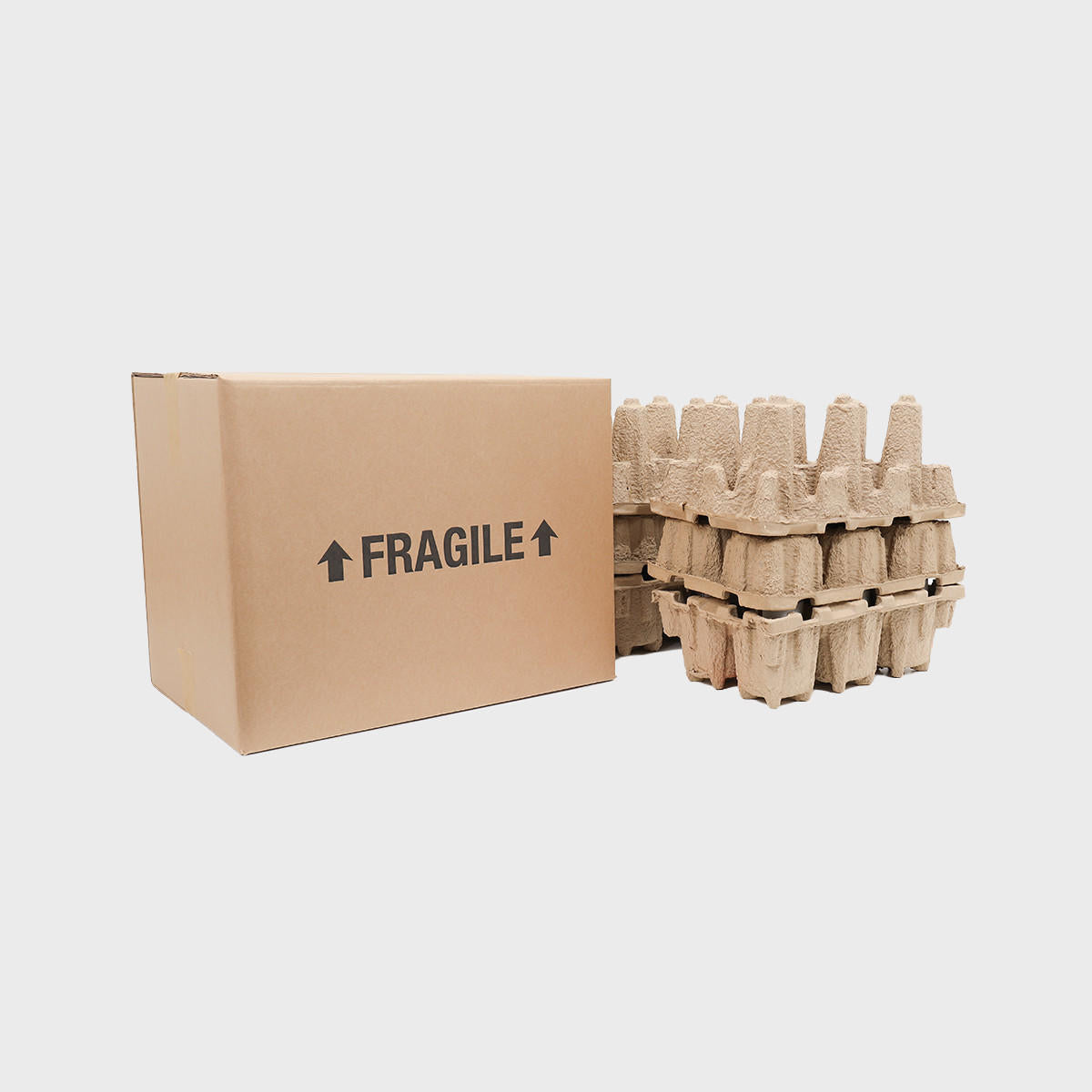 12 bottle Pulpsafe shipping box from thick, impact-resistant inner for bottle security.