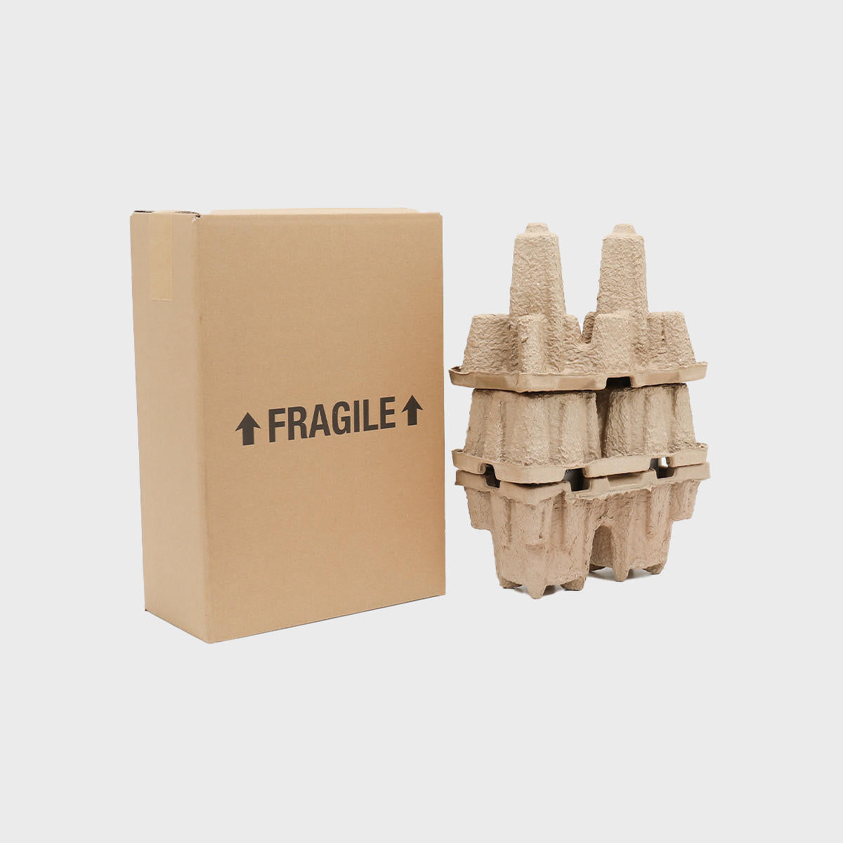 2 bottle Pulpsafe shipping box from thick, impact-resistant inner for bottle security.