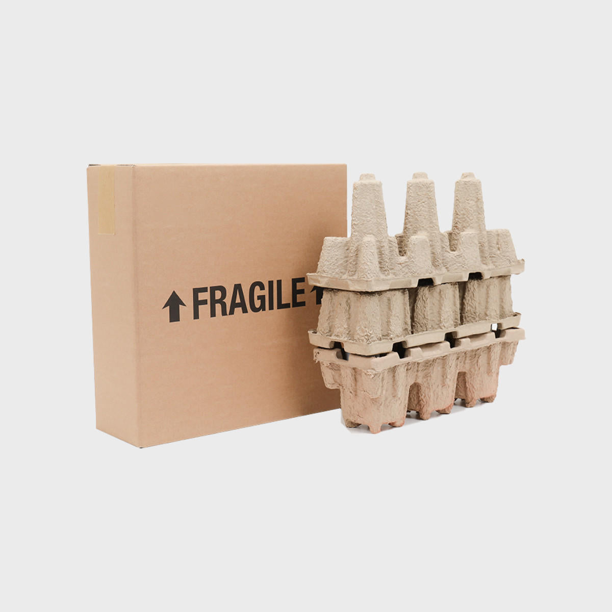 3 bottle Pulpsafe shipping box from thick, impact-resistant inner for bottle security.