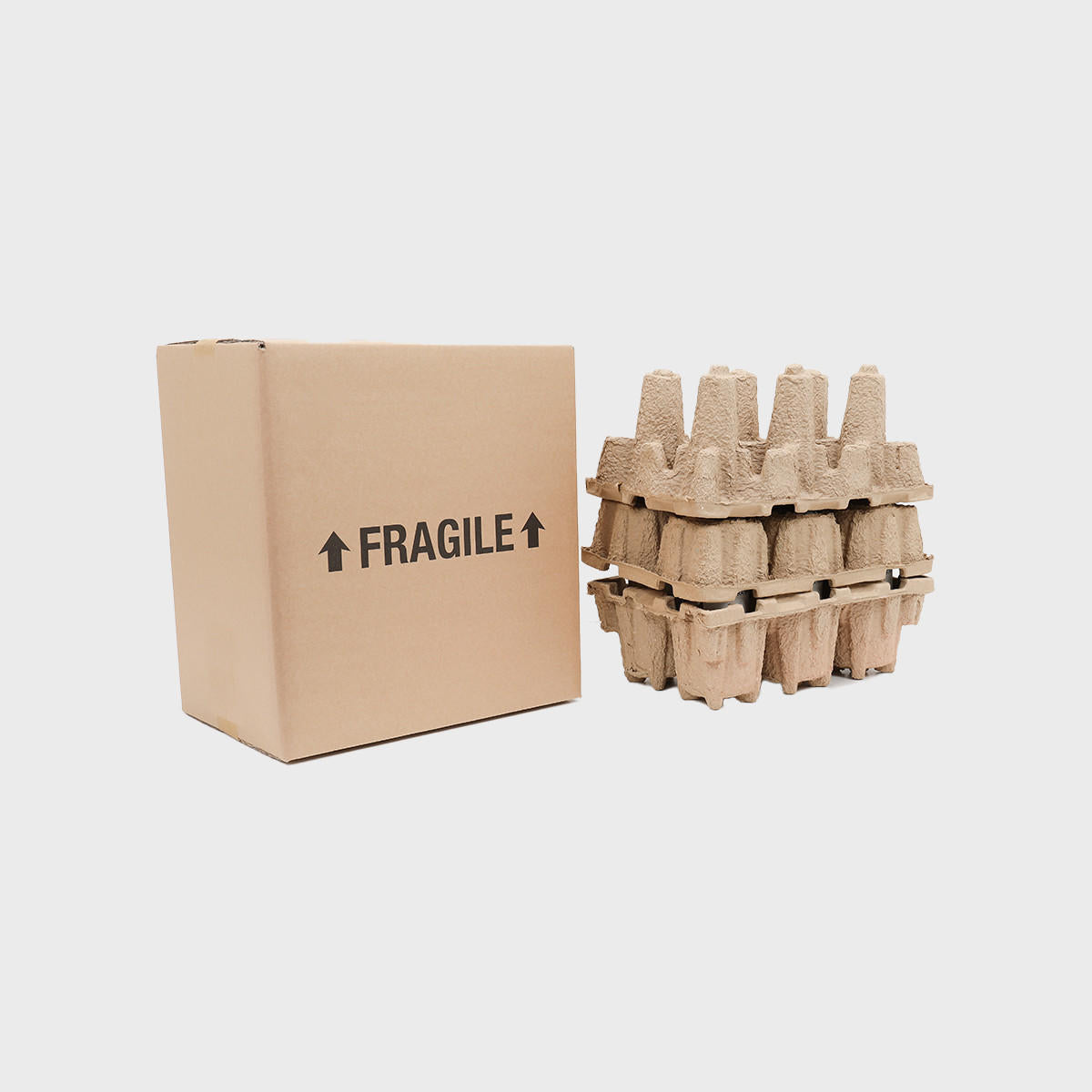 6 bottle Pulpsafe shipping box from thick, impact-resistant inner for bottle security.