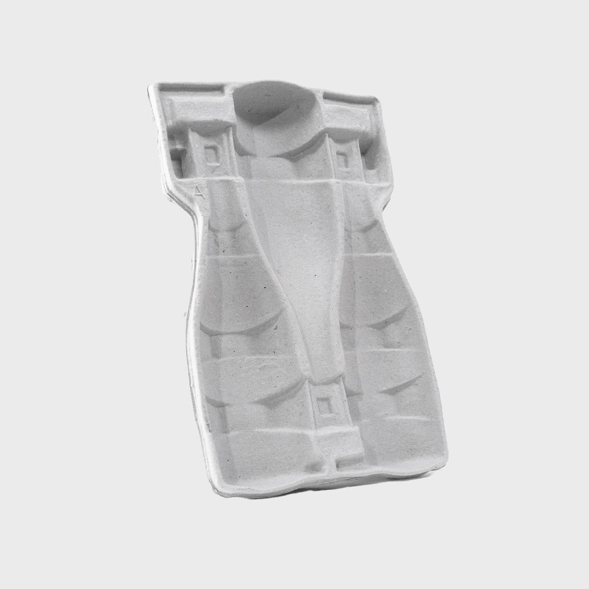 3 champagne bottle pulp divider tray with structured, low-profile walls and open-top design.