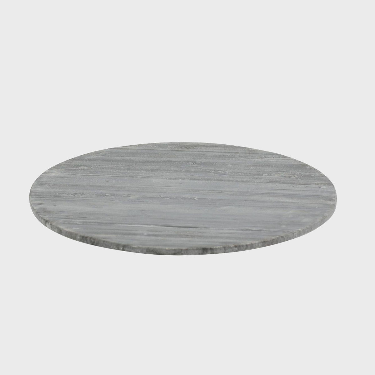 Matlock round dark grey marble serving board crafted from durable hardwood with natural grain detail.