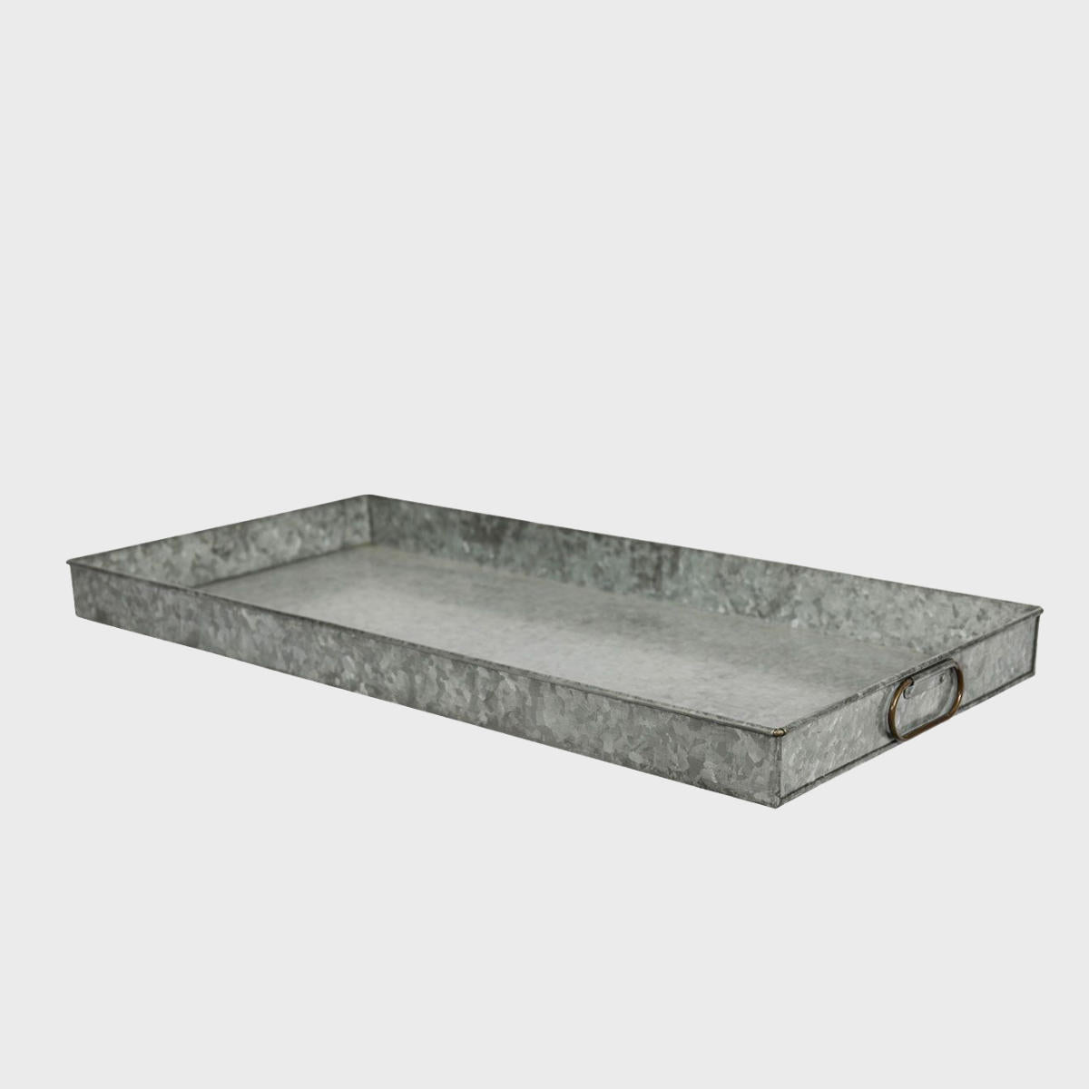Exmouth metal serving tray extra large with structured, low-profile walls and open-top design.