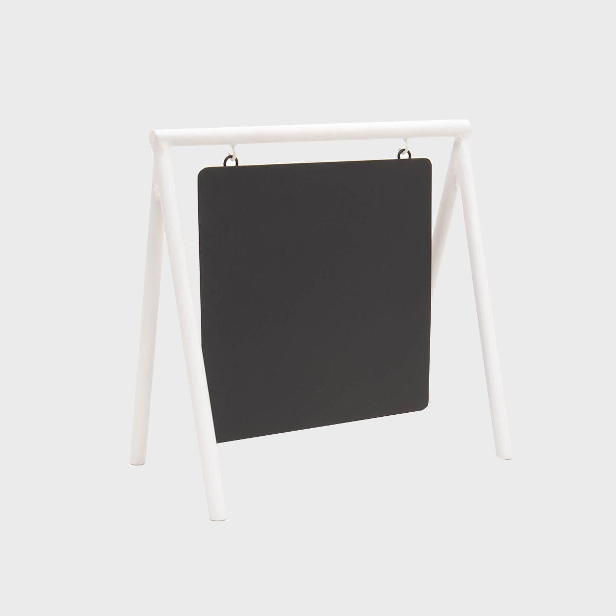 Square black and white table sign.