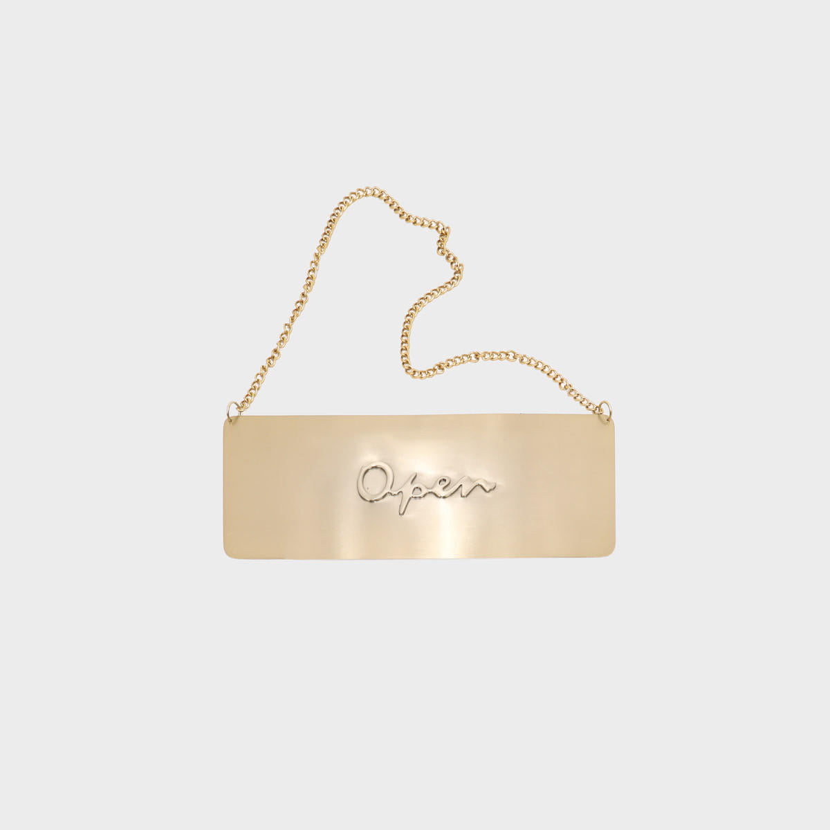 Matt brass open and closed hanging sign.