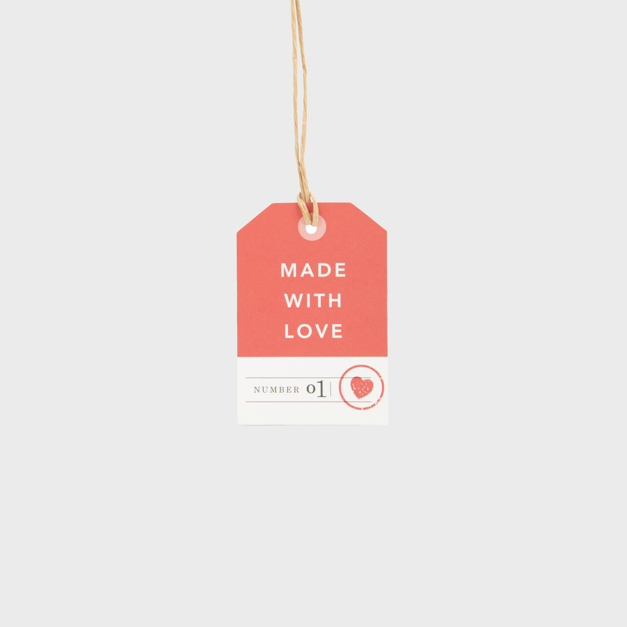 Made with love red and white gift tag.