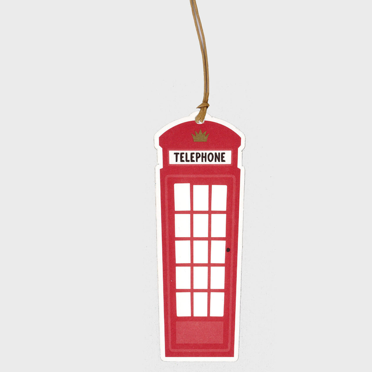 Red telephone booth card gift tag - in retail packs of 25.