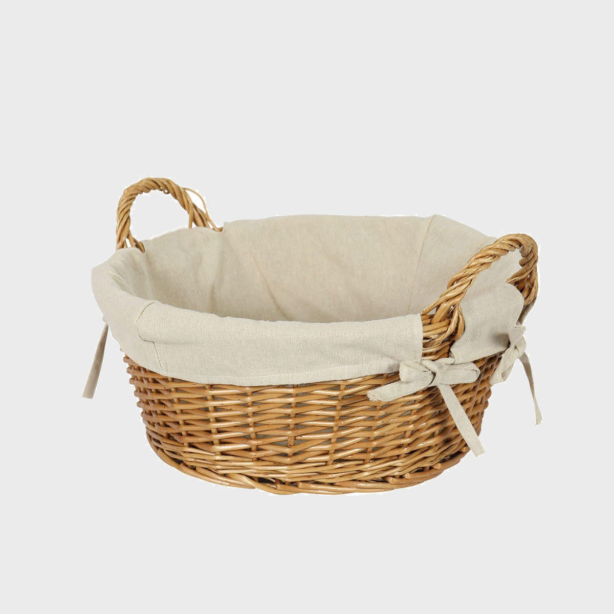 Medium wicker basket hand-woven from natural split-wicker.