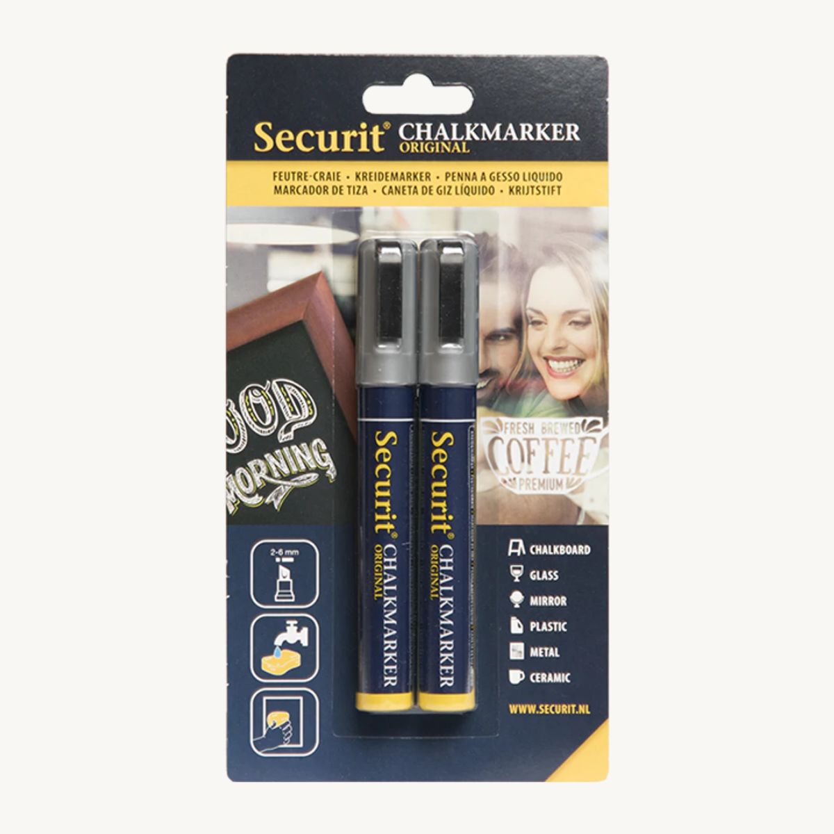 2-6mm silver liquid chalk marker - one pair.