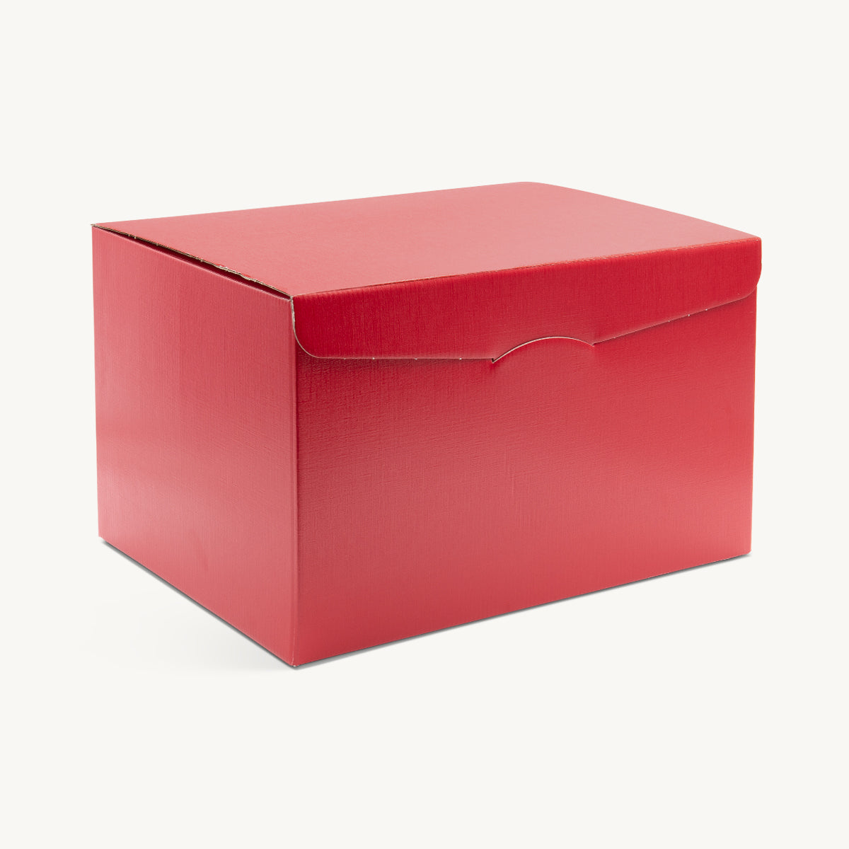 Large front opening gift hamper box from high-density rigid paperboard.
