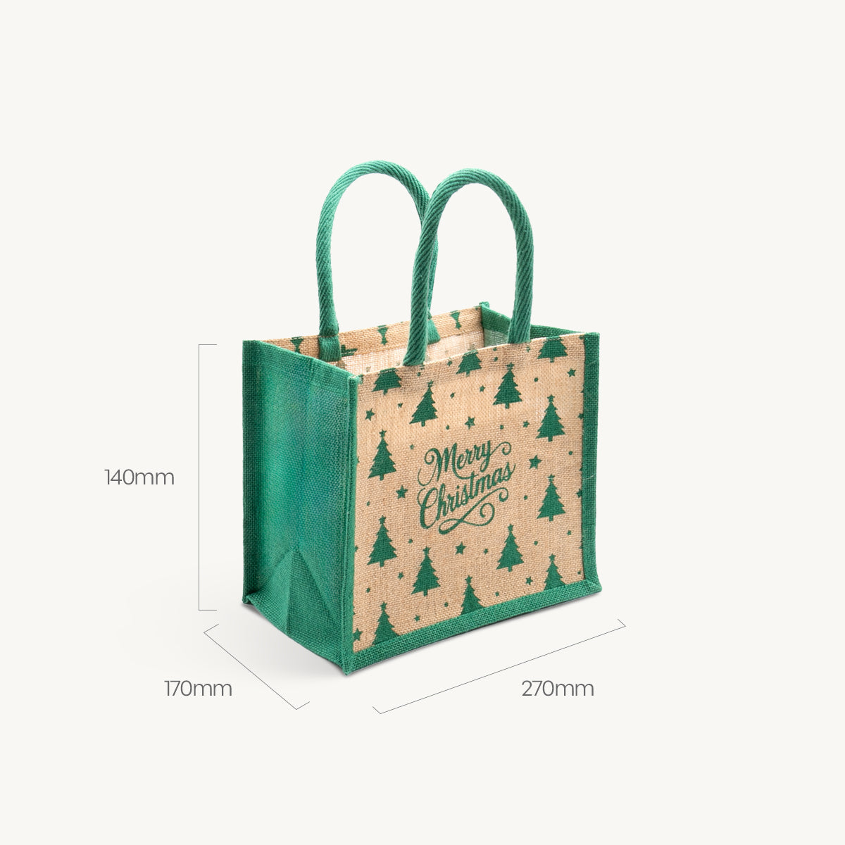 6 bottle natural jute Merry Christmas beer bag.