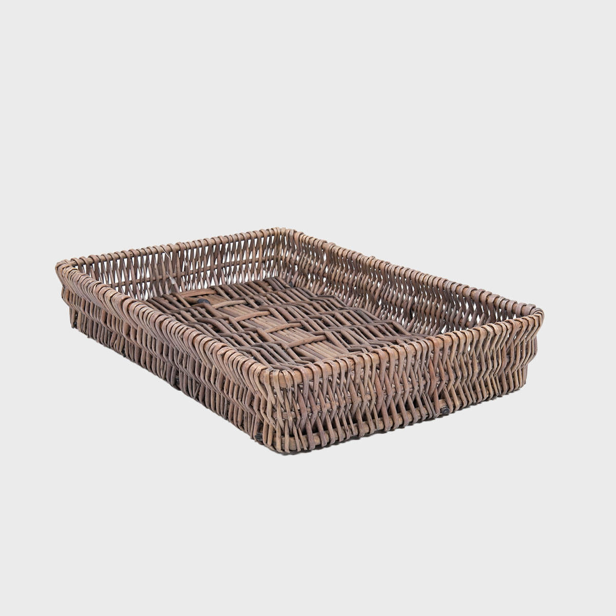 Railton medium wicker tray with structured, low-profile walls and open-top design.