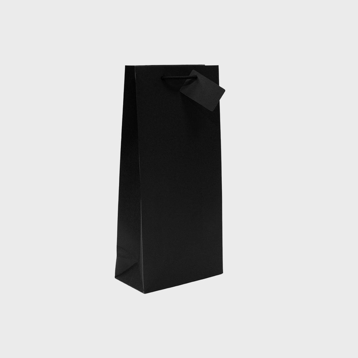 2 Bottle paper gift bag featuring a patterned finish and heavy-duty handles.