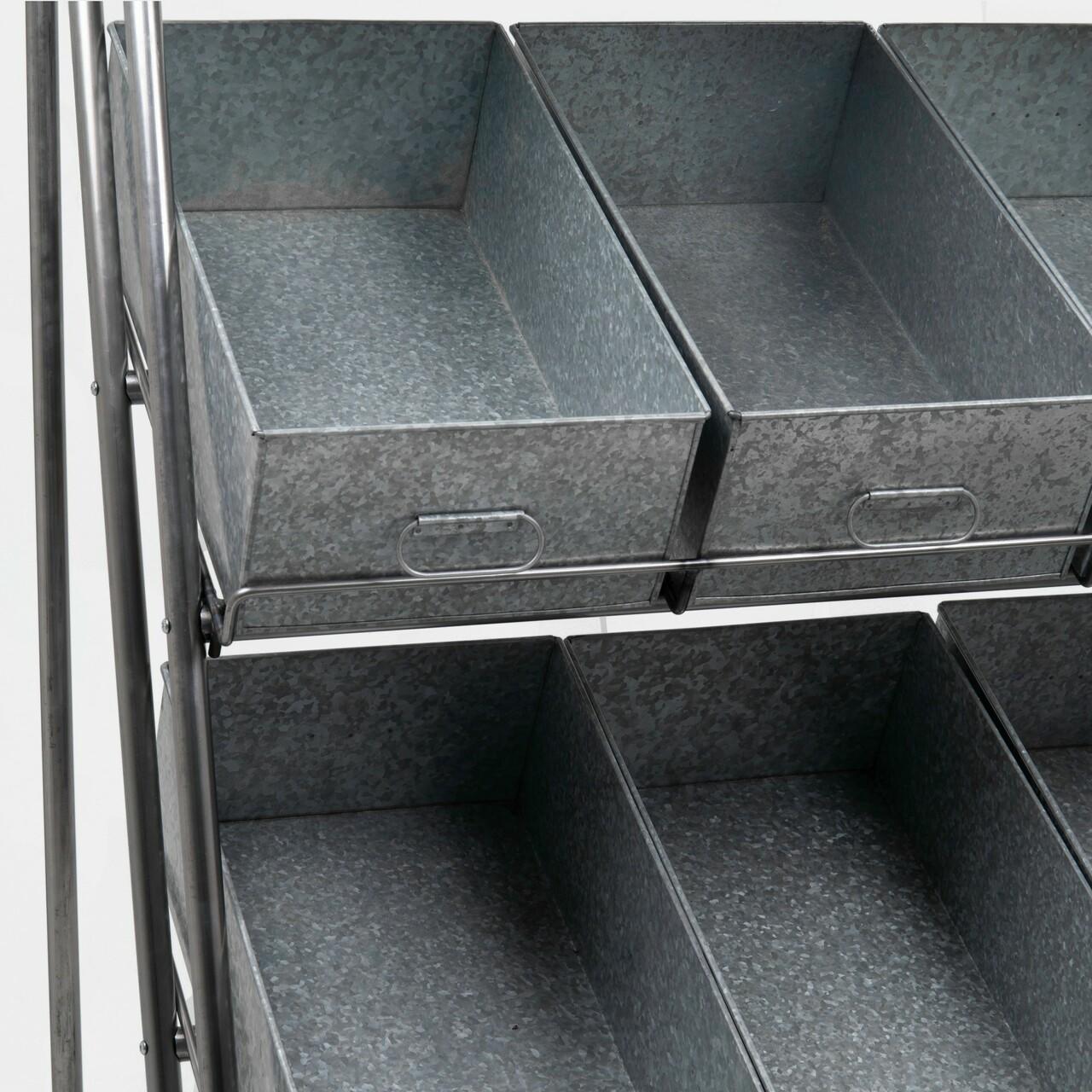 Camberwell retail stand 3 shelf with chatto metal tray featuring a multi-tiered layout for product positioning.