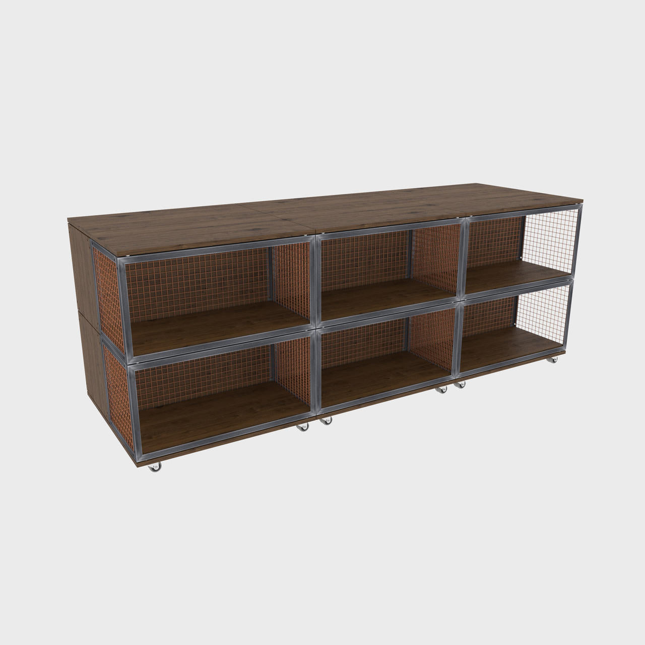 BRIX dark wood deep counter 2400mm featuring a heavy-duty modular geometric profile layout.