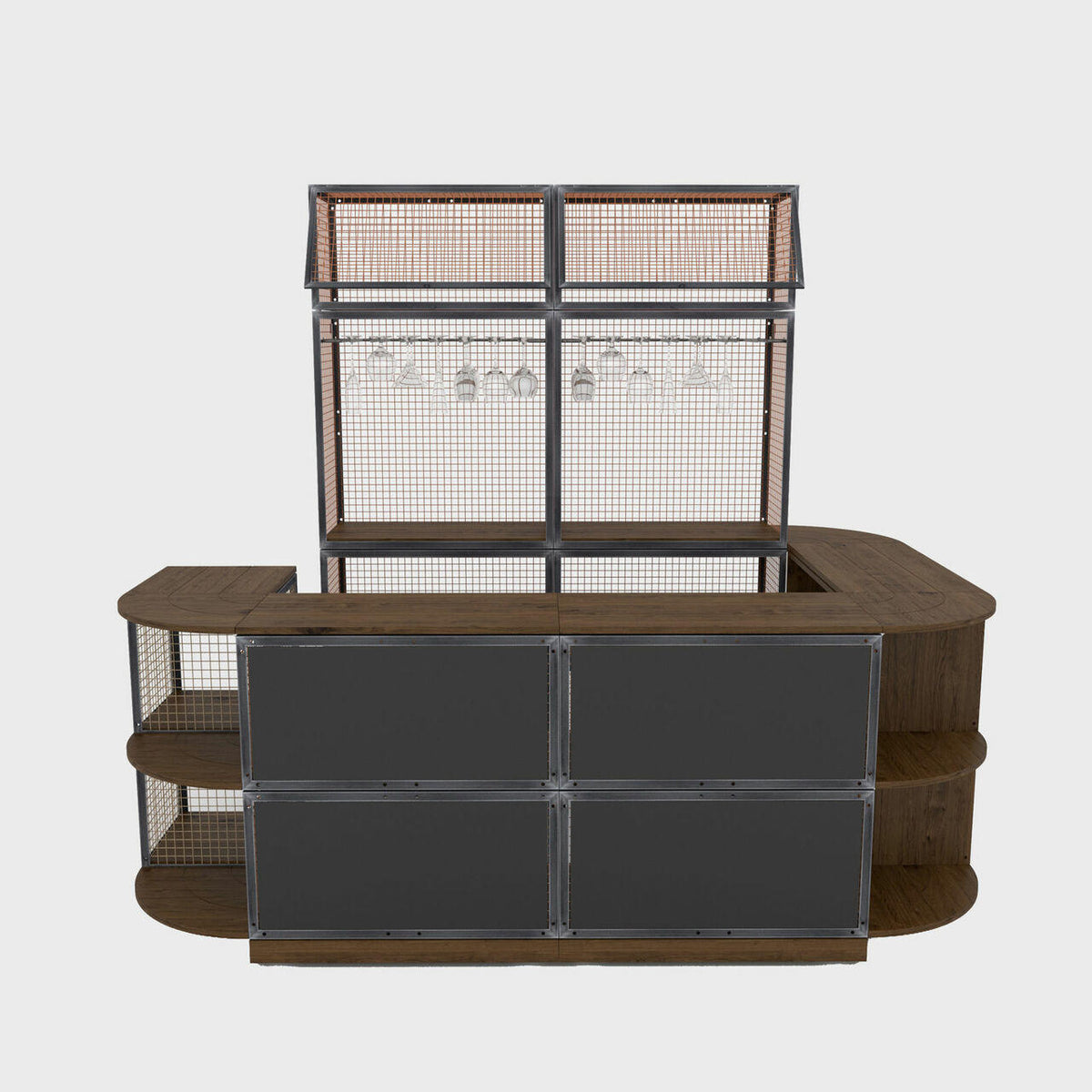 BRIX luxury pop up bar featuring a heavy-duty modular geometric profile layout.
