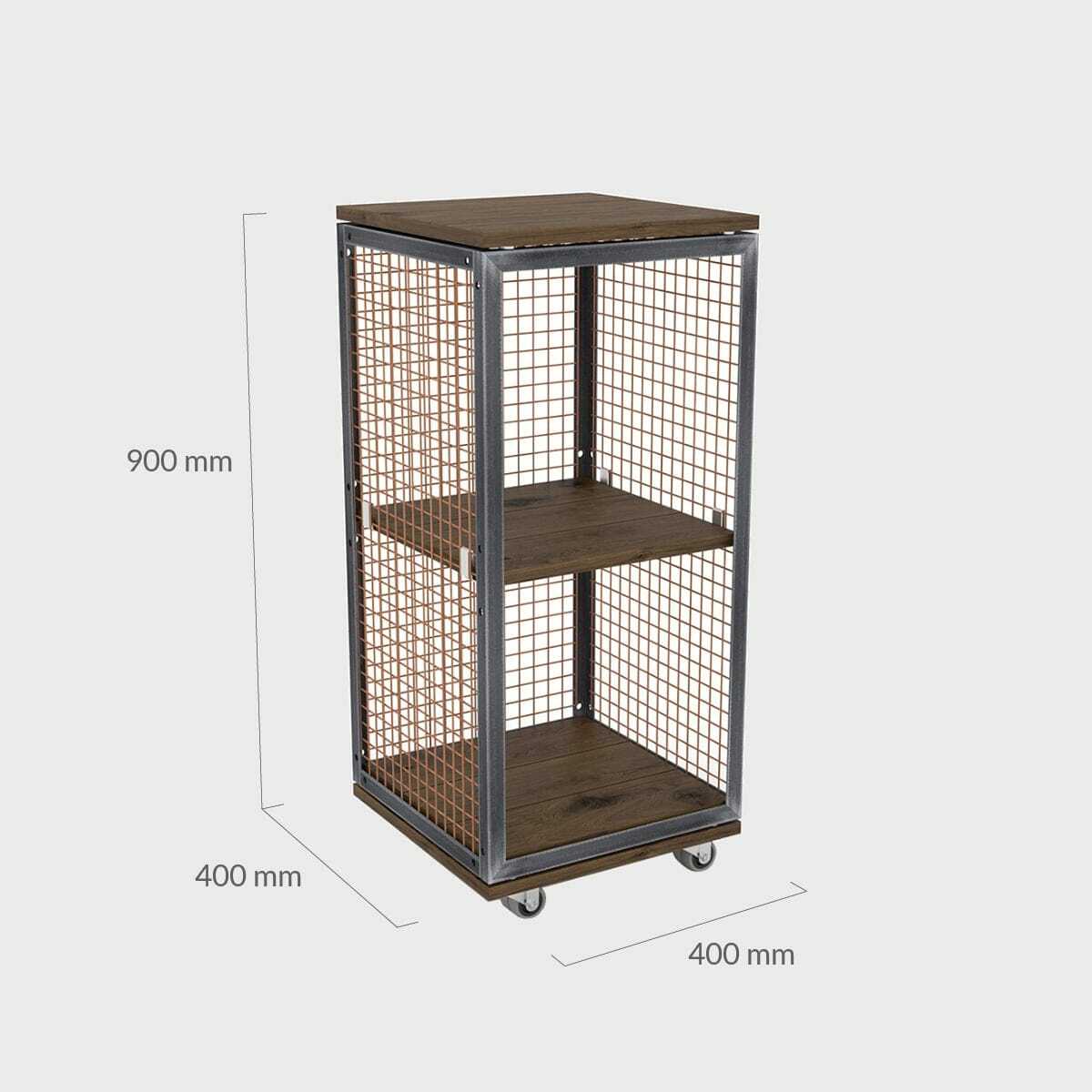 BRIX dark wood low shelving 400mm featuring a heavy-duty modular geometric profile layout.
