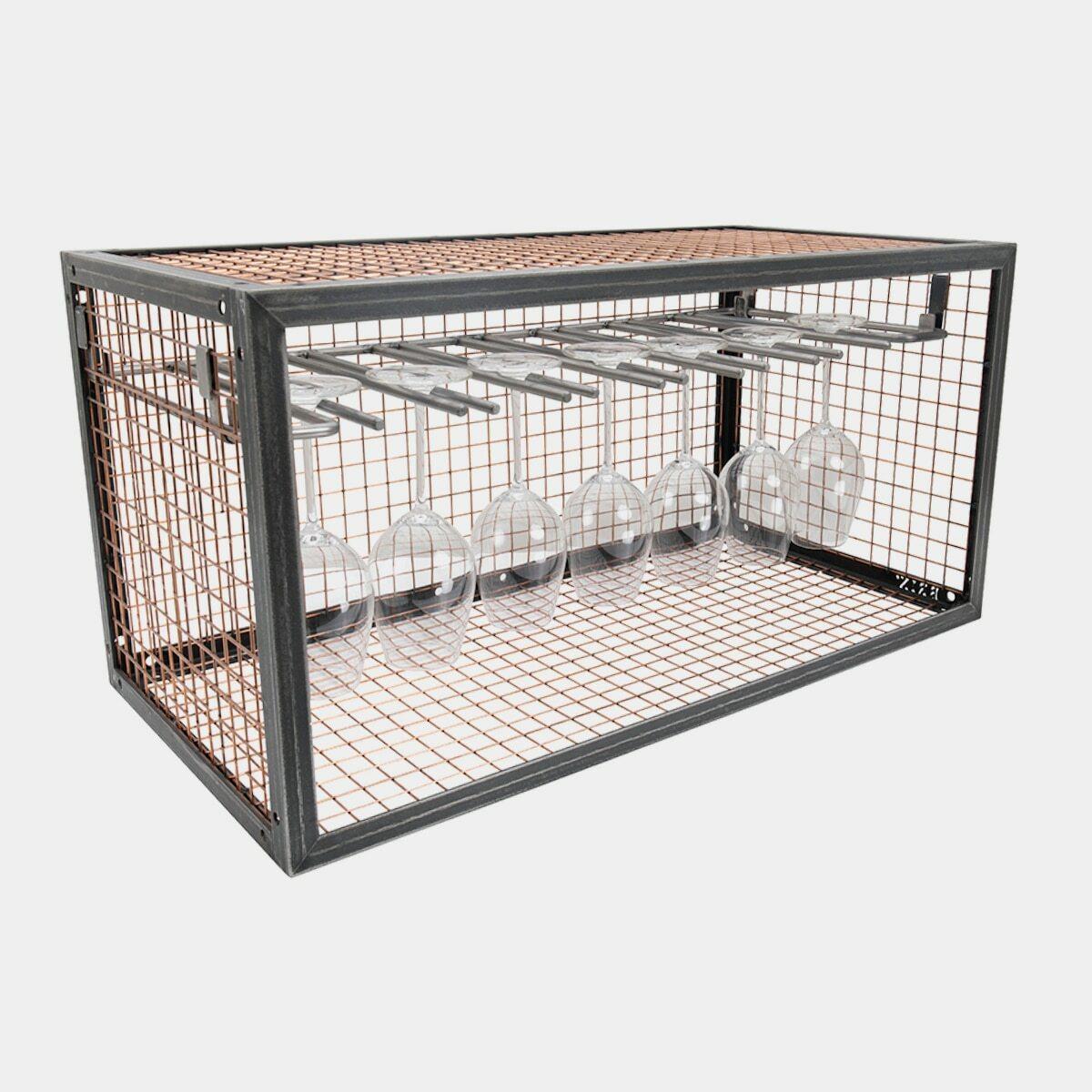 BRIX wire stemmed glass hanging rack featuring a heavy-duty modular geometric profile layout.