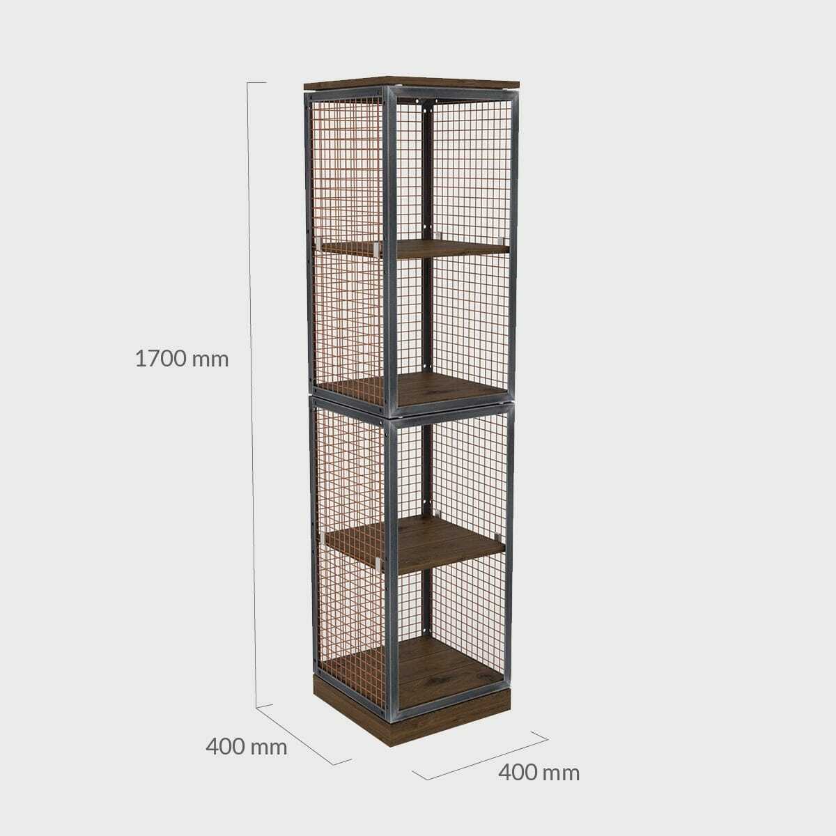 BRIX tall dark wood shelving 400mm featuring a heavy-duty modular geometric profile layout.
