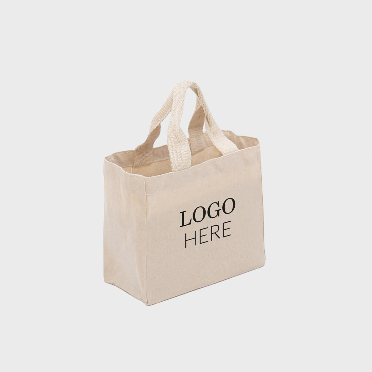 Mini natural 10oz recycled cotton bag.