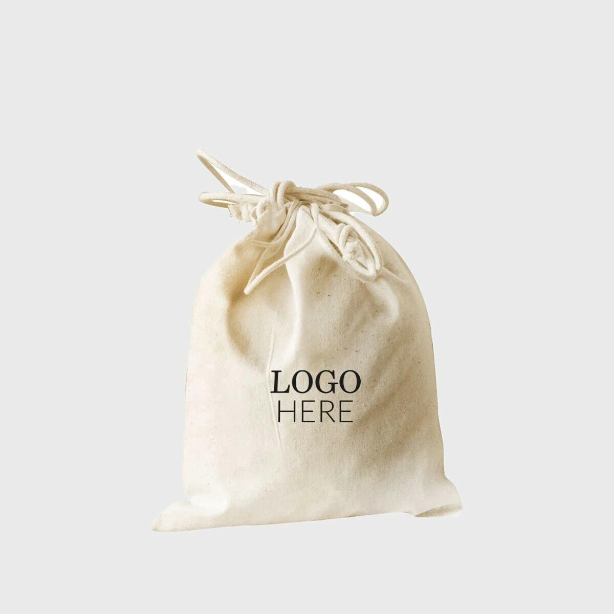 Small natural 5oz cotton drawstring sack.