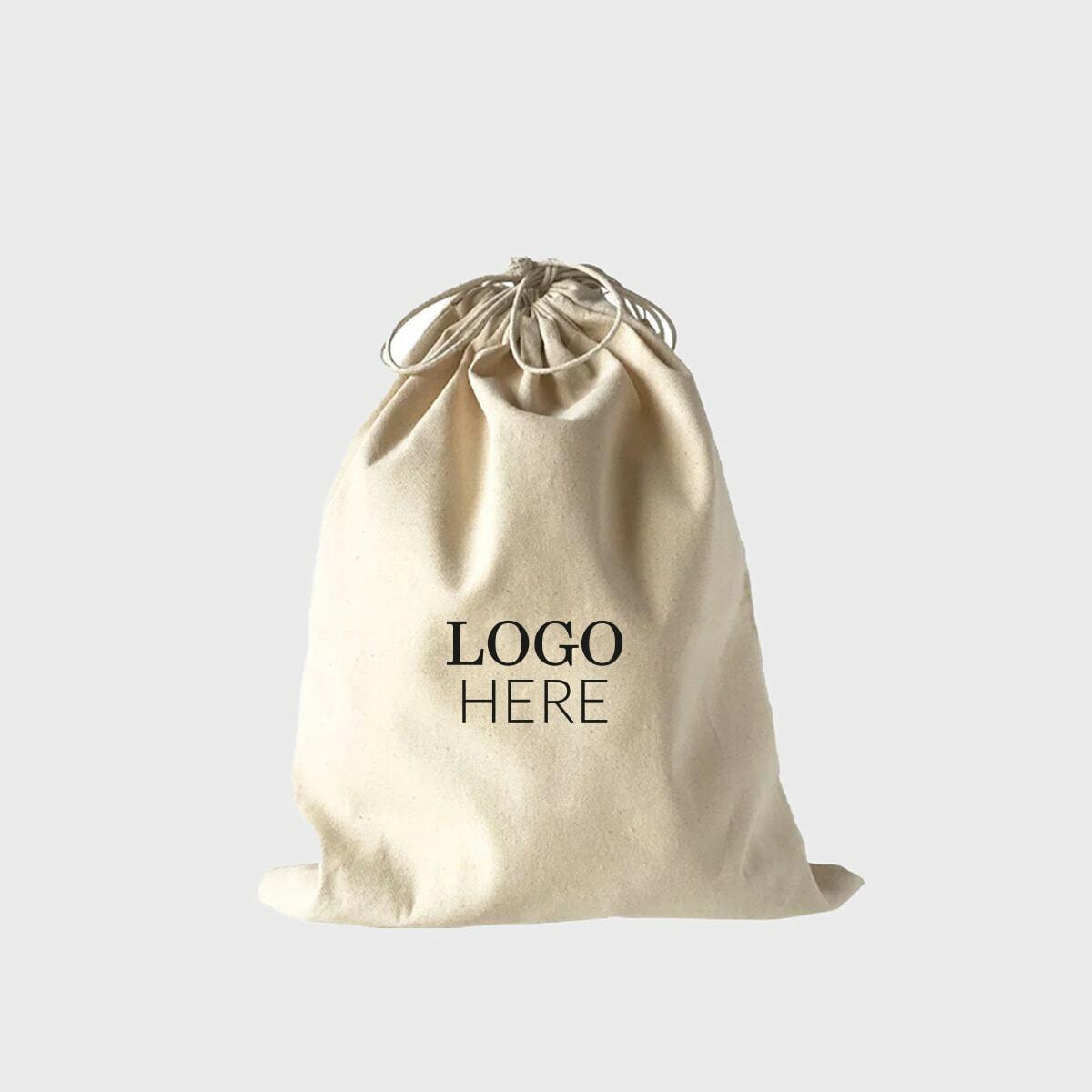 Medium natural 5oz cotton drawstring sack.