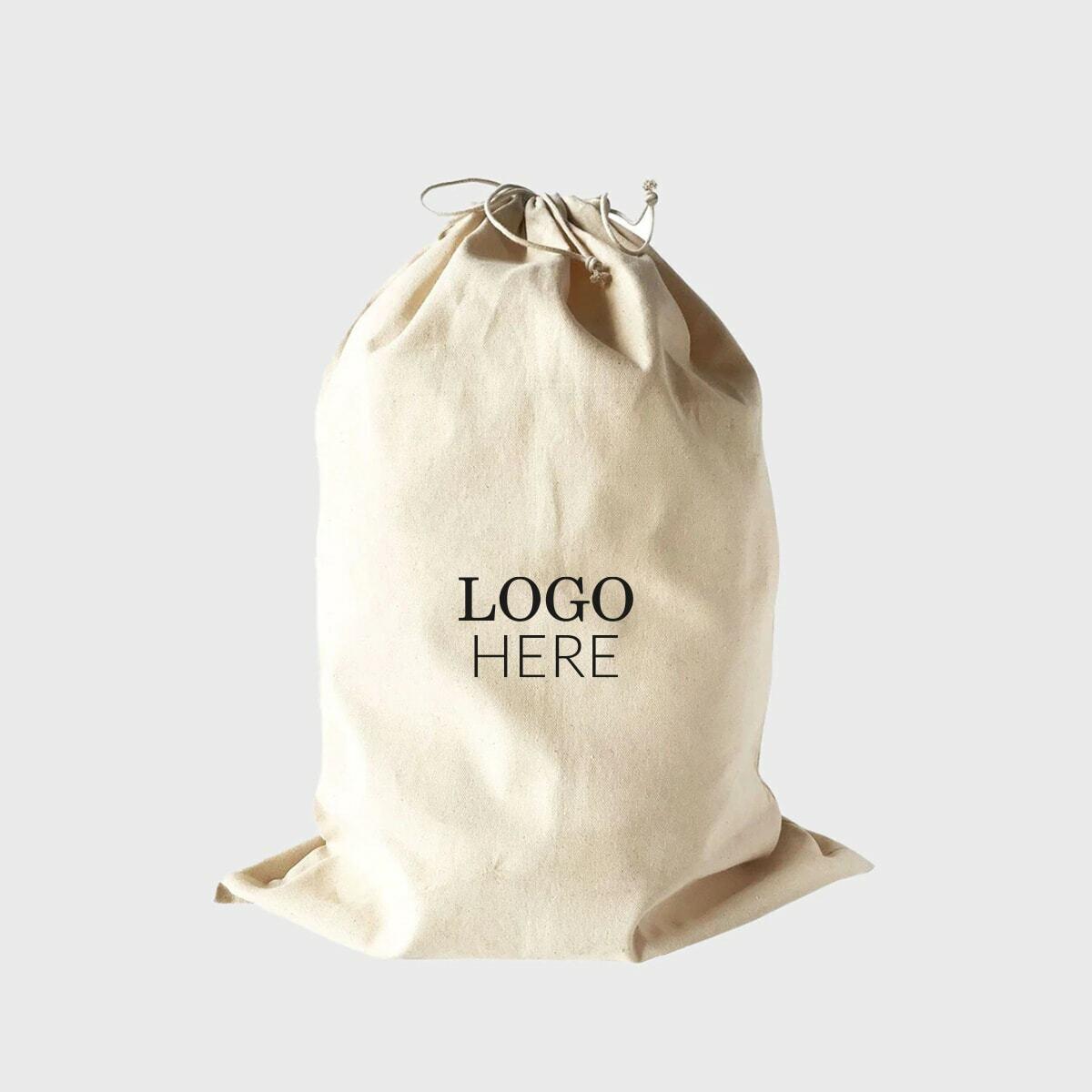 Large natural 8oz cotton drawstring sack.