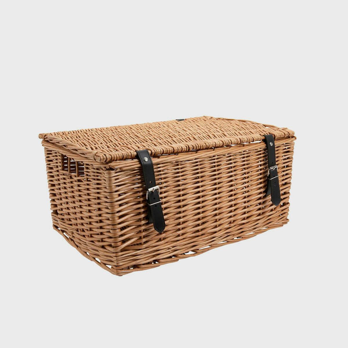 5 x 20 inch wicker hamper and wood wool hand-woven from natural split-wicker.