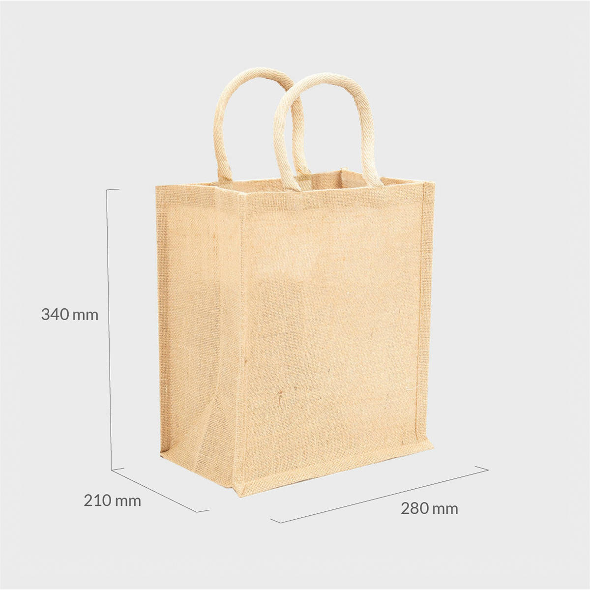 Natural jute bag with padded handles.