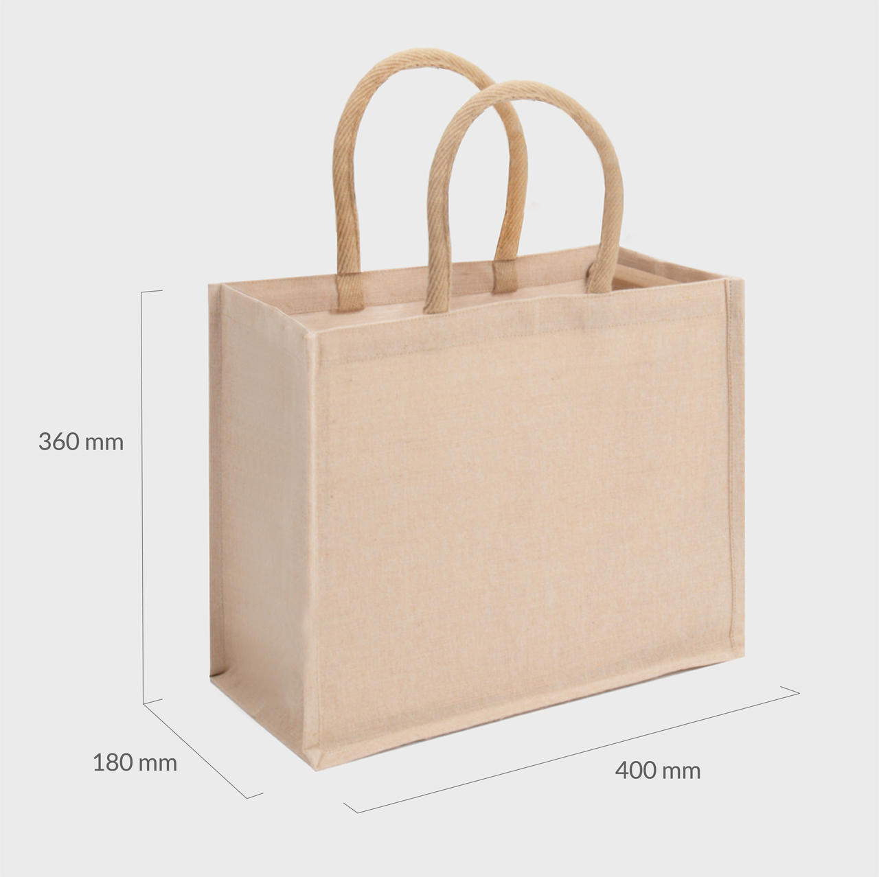 Large natural juco bag with padded handles.