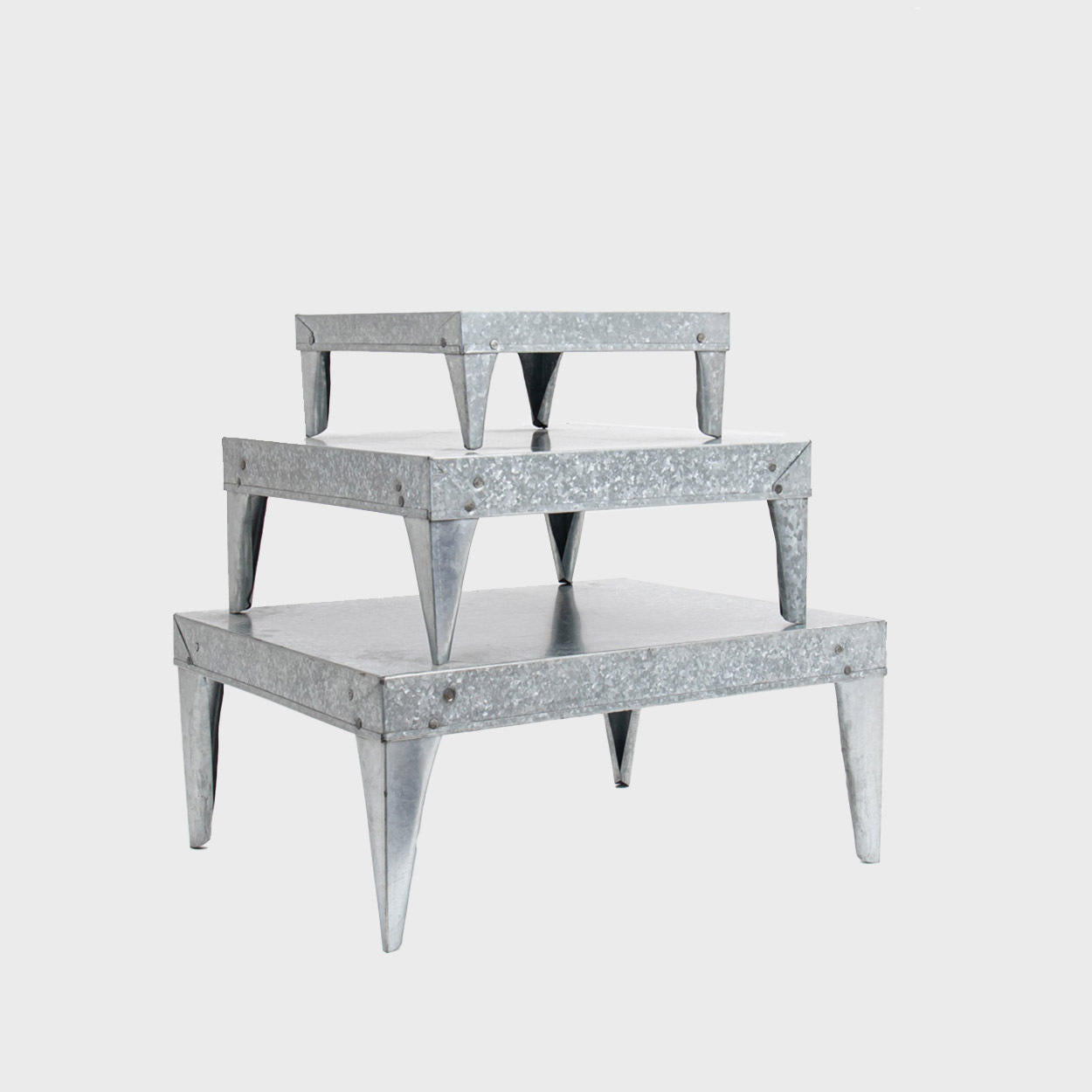 Galvanised metal riser designed to add functional height and dimension.