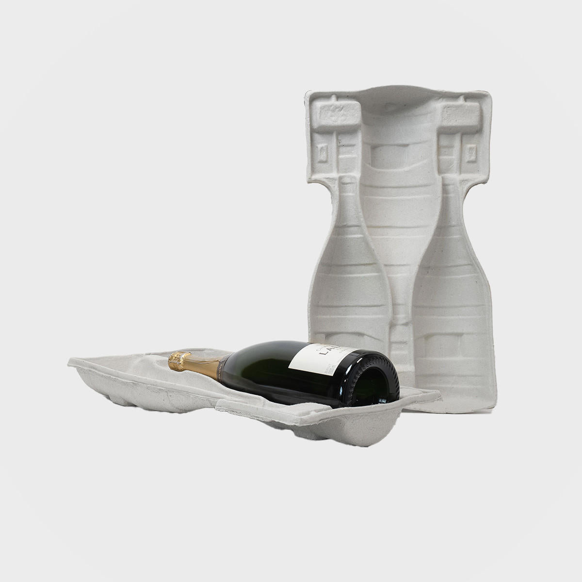 3 magnum bottle pulp divider tray with structured, low-profile walls and open-top design.