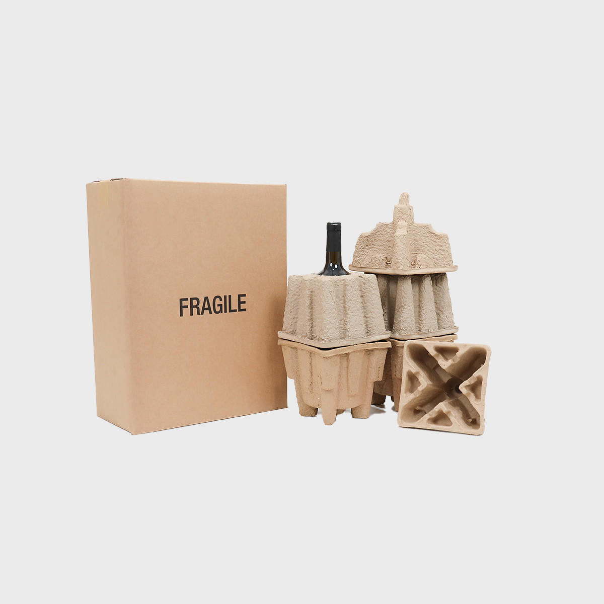 2 magnum bottle Pulpsafe shipping box from thick, impact-resistant inner for bottle security.