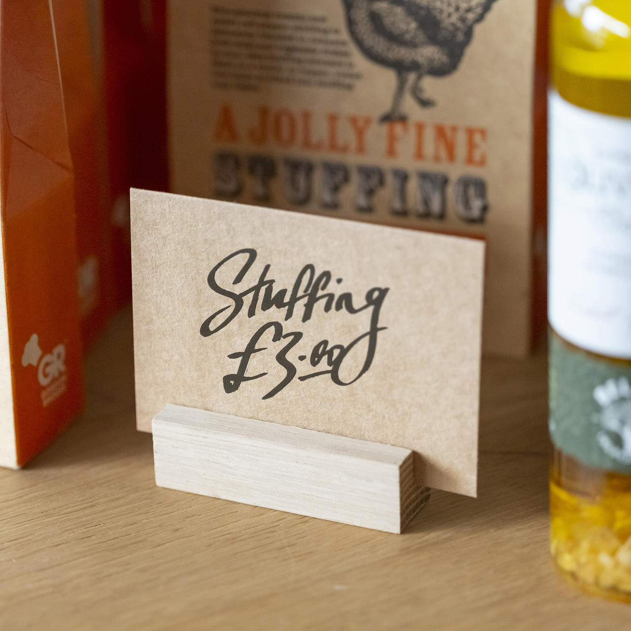 75mm Oak card holder.