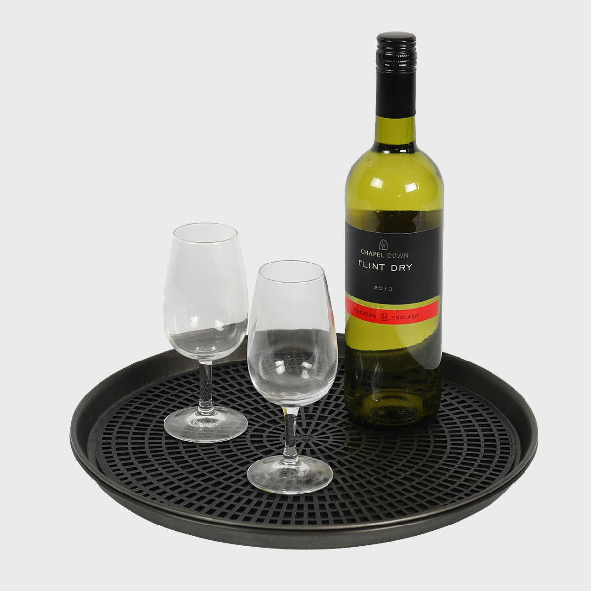 Round bar tray non-slip mat insert only with structured, low-profile walls and open-top design.